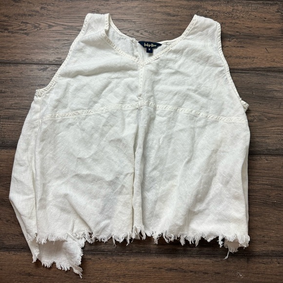 other Tops - Anthropologie Cream Frayed Hem Tank Top